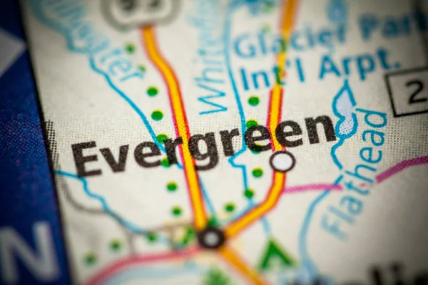 Evergreen Montana Eua Mapa — Fotografia de Stock