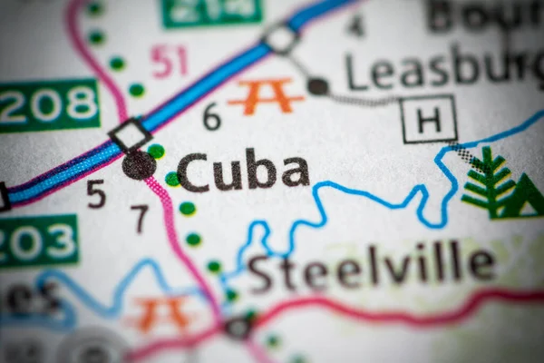 Cuba Missouri Eua Mapa — Fotografia de Stock