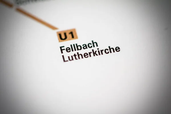 Fellbach Lutherkirche Stationen Stuttgarts Tunnelbanekarta — Stockfoto