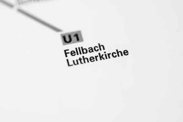 Fellbach Lutherkirche Stationen Stuttgarts Tunnelbanekarta — Stockfoto