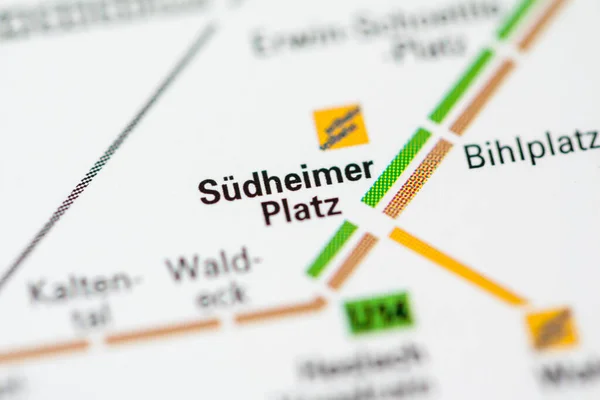 Sudheimer Platz Stationen Stuttgarts Tunnelbanekarta — Stockfoto