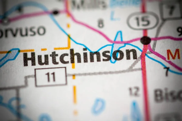 哈钦森明尼苏达州美国地图 — 图库照片