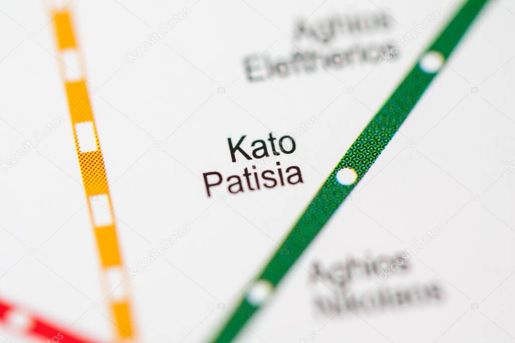 Kato Patisia Station. Athens Metro map.