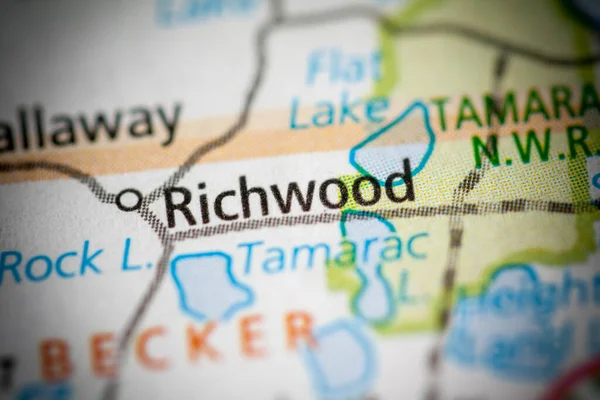 里奇伍德明尼苏达州美国地图 — 图库照片