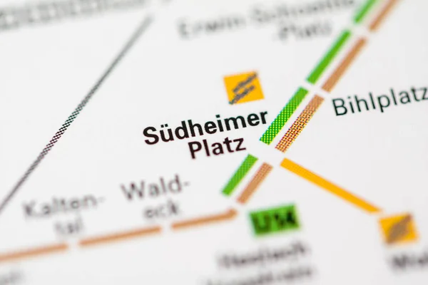 Sudheimer Platz Állomás Stuttgart Metrótérkép — Stock Fotó