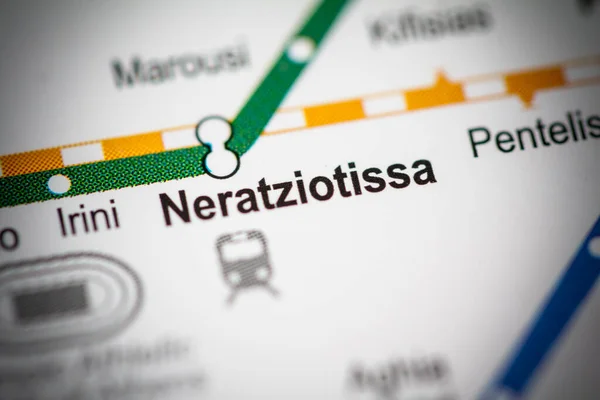 Station Neratziotissa Carte Métro Athènes — Photo