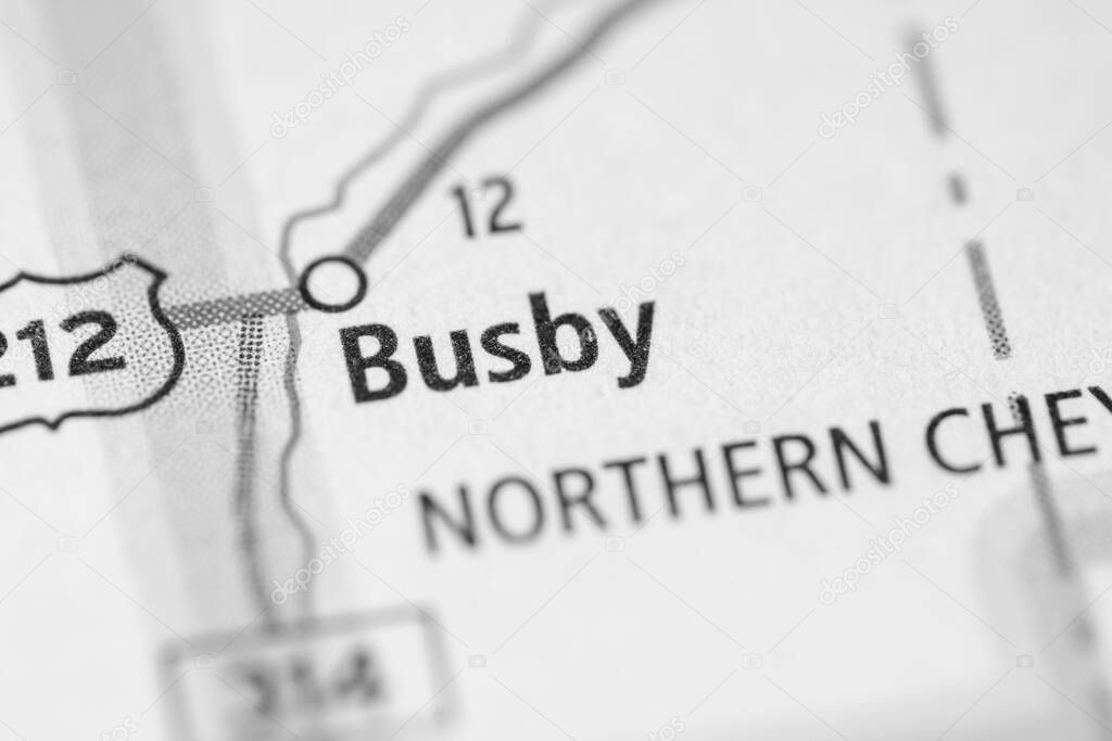 Busby. Montana. USA map