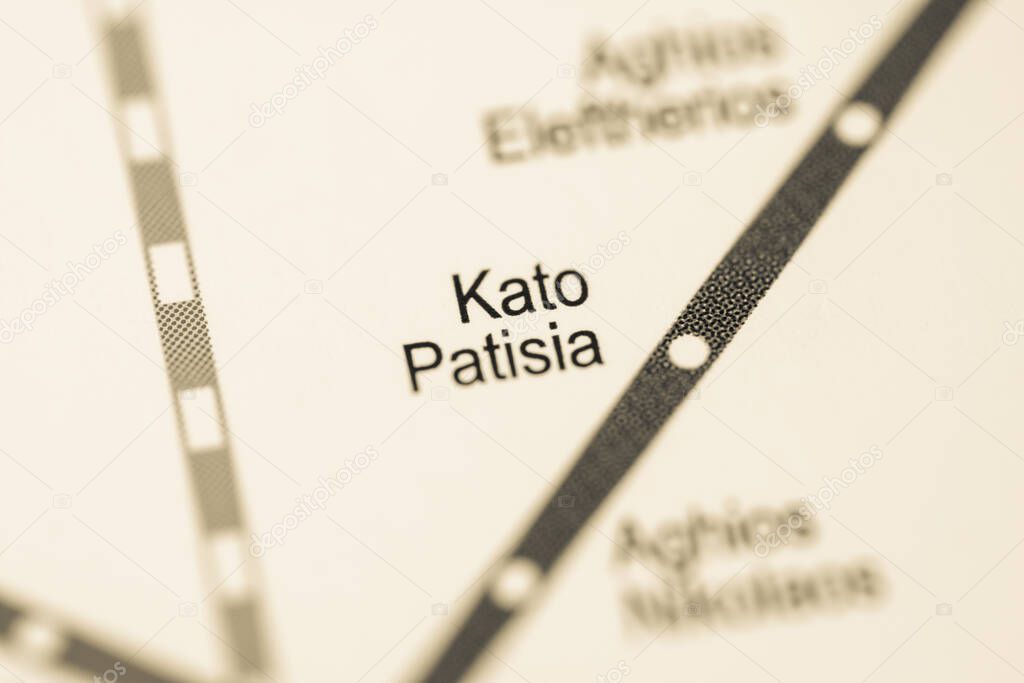 Kato Patisia Station. Athens Metro map.