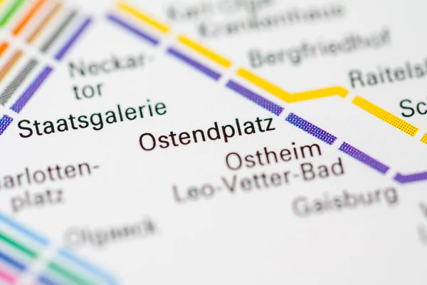 Ostendplatz Állomás Stuttgart Metrótérkép — Stock Fotó