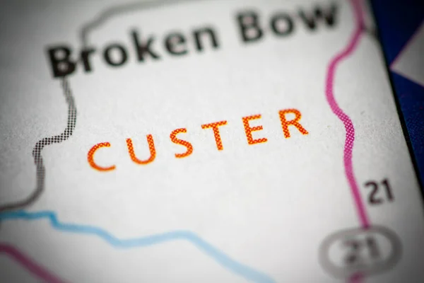 Custer Nebraska Mapa Usa — Foto de Stock