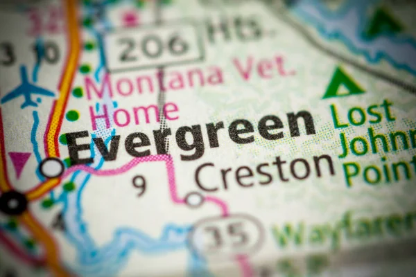 Evergreen Montana Usa Map — Stock Photo, Image