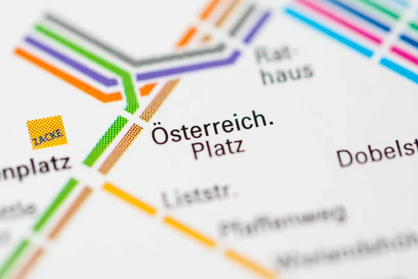 Osterreich Platz Stationen Stuttgarts Tunnelbanekarta — Stockfoto