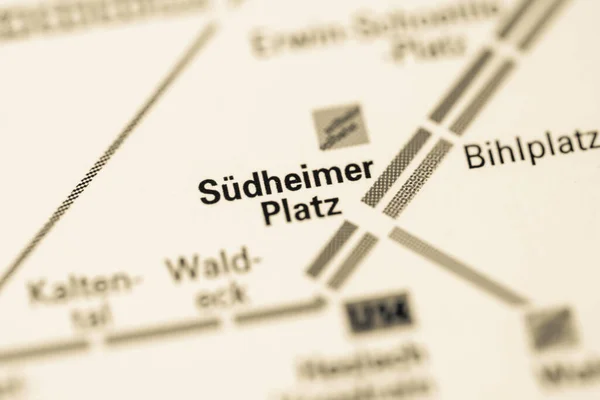 Sudheimer Platz Stationen Stuttgarts Tunnelbanekarta — Stockfoto