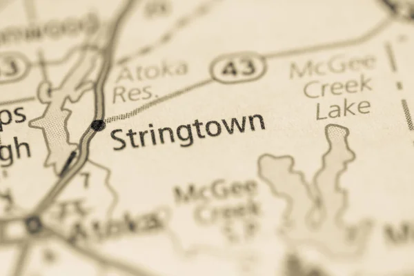 Stringtown Oklahoma Estados Unidos Concepto Geográfico Primer Plano — Foto de Stock