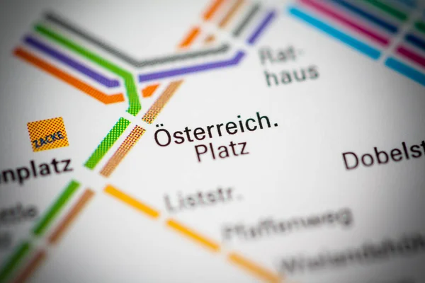 Osterreich Platz Állomás Stuttgart Metrótérkép — Stock Fotó