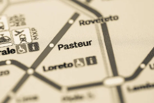 Stacja Pasteur Mapa Metra Mediolan — Zdjęcie stockowe