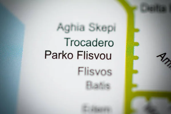 Station Parko Flisvou Carte Métro Athènes — Photo