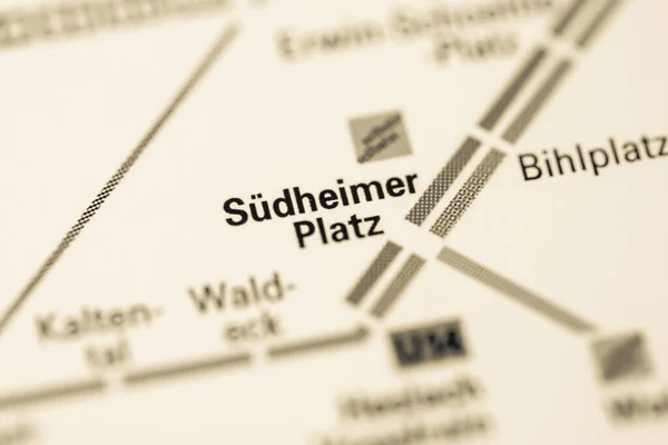 Sudheimer Platz Állomás Stuttgart Metrótérkép — Stock Fotó