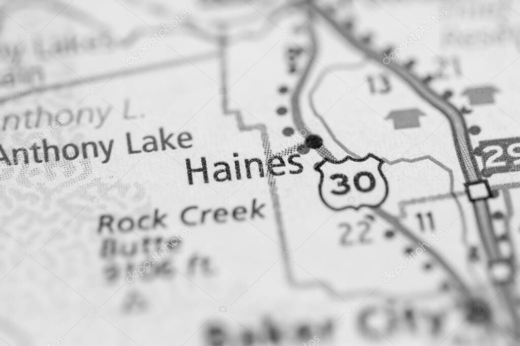 Haines. Oregon. USA  map