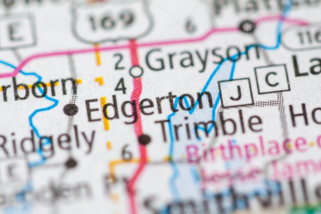 close-up shot of map of Missouri. USA