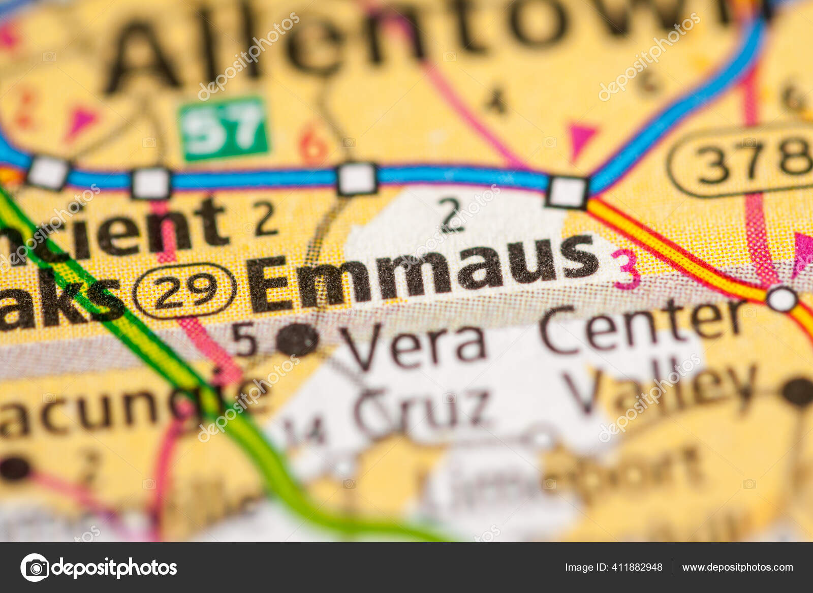 Emaús Pennsylvania Estados Unidos Mapa Carreteras Concepto fotografía de stock