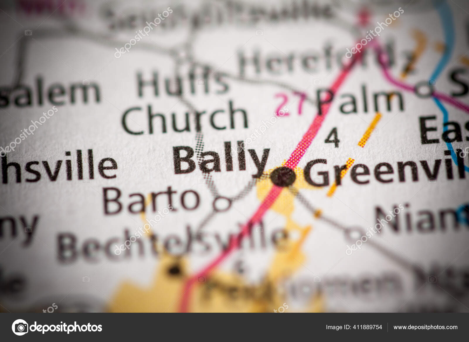 Bally Pennsylvania Usa Road Map Concept Stock Photo by