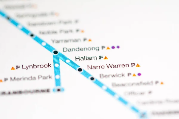 ハラム駅 メルボルン地図 — ストック写真