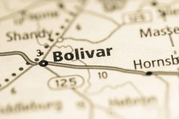 Bolívar Tennessee Estados Unidos Mapa Carreteras Concepto — Foto de Stock