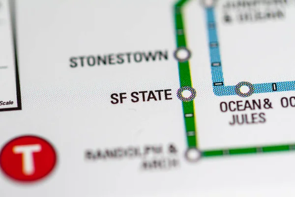 Stazione Stato Mappa Metropolitana San Francisco — Foto Stock