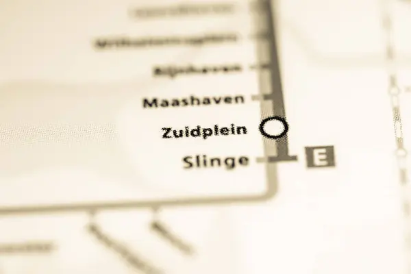 Zuldplein Állomás Rotterdami Metrótérkép — Stock Fotó