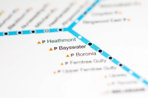 ベイズウォーター駅 メルボルン地図 — ストック写真