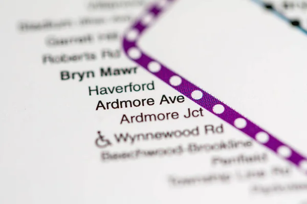 Σταθμός Λεωφόρου Άρντμορ Φιλαδέλφεια Metro Χάρτη — Φωτογραφία Αρχείου