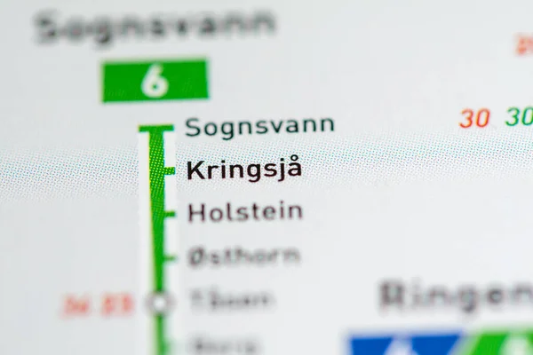 Kringsja Állomás Oslo Metrótérkép — Stock Fotó