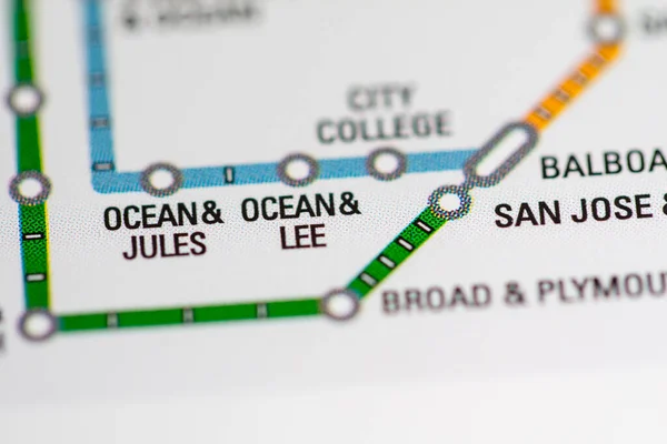 Ocean Lee Station Mappa Metropolitana San Francisco — Foto Stock