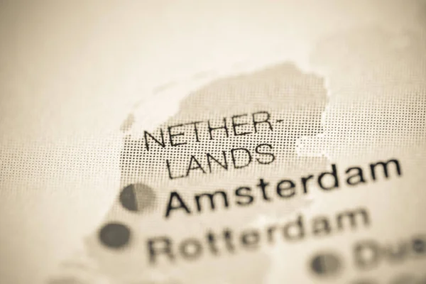 Hollandia Térképészeti Illusztráció Földrajz Térkép — Stock Fotó