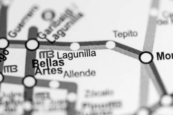 ラグニラ駅 メキシコシティ地下鉄地図 — ストック写真