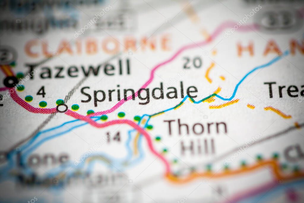 Springdale. Tennessee. USA. Road Map Concept