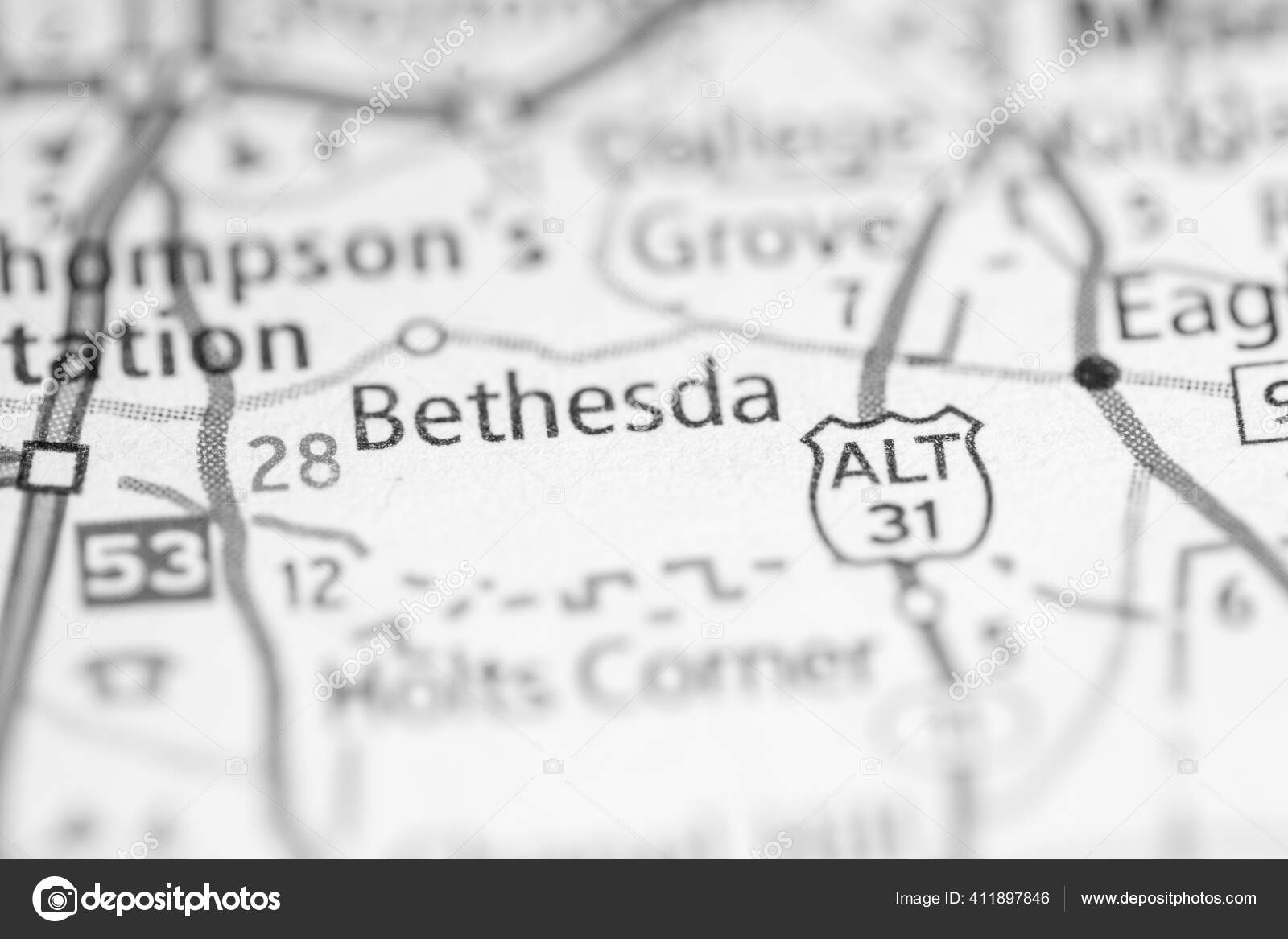 Bethesda Tennessee Usa Road Map Concept Stock Photo by