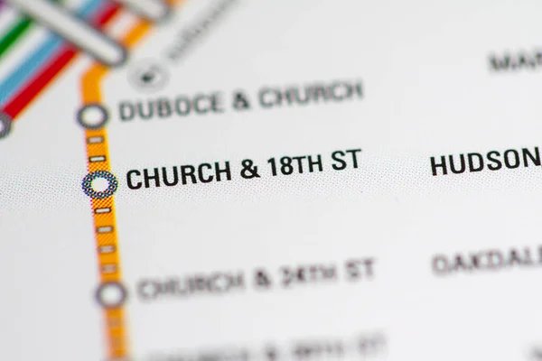 Church 18Th Station Mapa Del Metro San Francisco —  Fotos de Stock