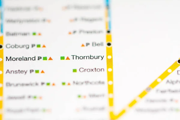 Estación Thornbury Mapa Del Metro Melbourne — Foto de Stock