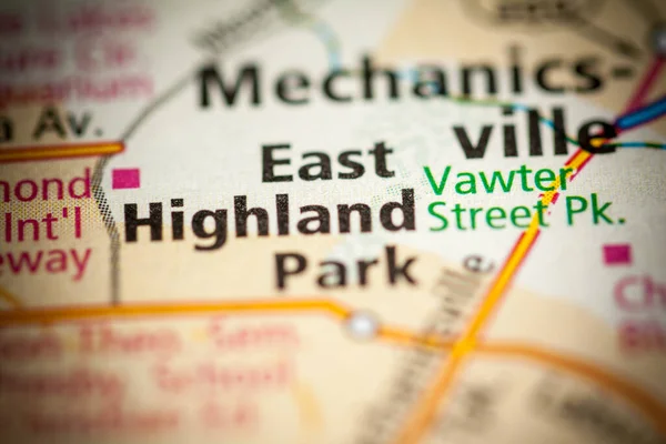 East Highland Park Virginia Eua Conceito Mapa Rodoviário — Fotografia de Stock