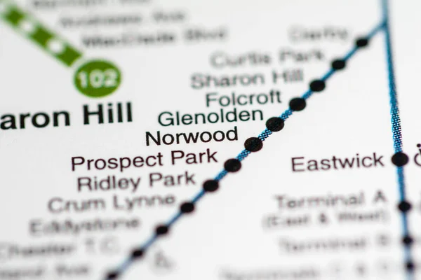 ノーウッド駅 フィラデルフィア地下鉄地図 — ストック写真