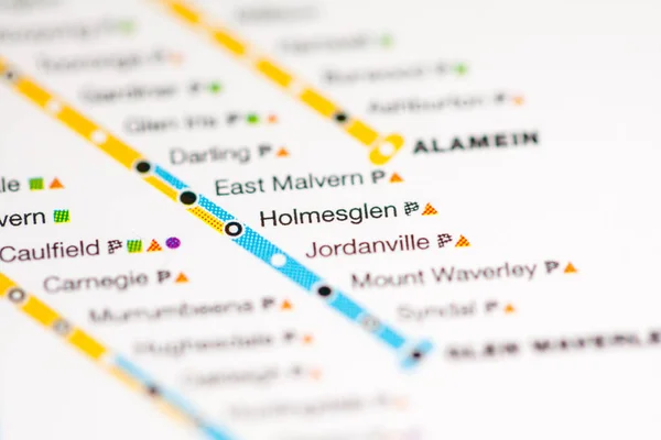 Станция Холмсглен Карта Мельбурна — стоковое фото