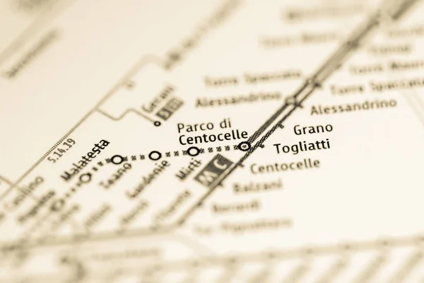 Stanice Parco Centocelle Mapa Metra Řím — Stock fotografie