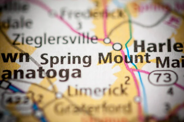 Spring Mount. Pennsylvania. USA. Road Map Concept