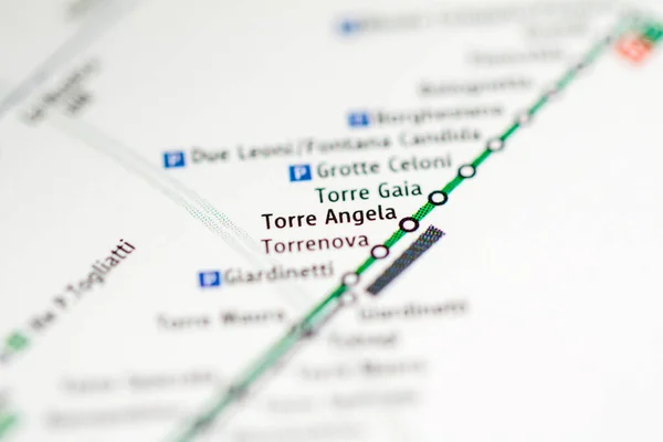 Stacja Torre Angela Mapa Metra Rzymie — Zdjęcie stockowe