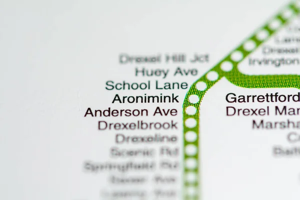 アロニミンク駅 フィラデルフィア地下鉄地図 — ストック写真