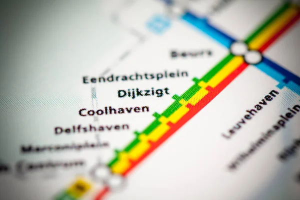 Dijkzigt Állomás Rotterdami Metrótérkép — Stock Fotó