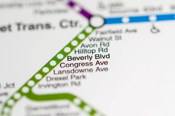 Σταθμός Μπέβερλι Μπλαντ Φιλαδέλφεια Metro Χάρτη — Φωτογραφία Αρχείου