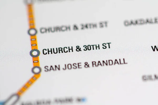 Εκκλησία 30Th Station Χάρτης Μετρό Του Σαν Φρανσίσκο — Φωτογραφία Αρχείου